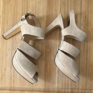 NEW J.Crew Suede Platform high heels NWOT never worn made in Italy Leather